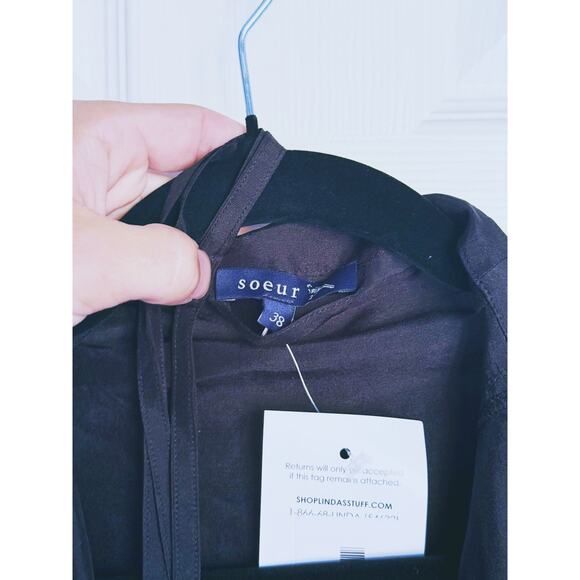 Soeur Susie Silk Kimono Belted Wrap Dress Black Small Luxury Lagenlook Designer - Picture 9 of 11